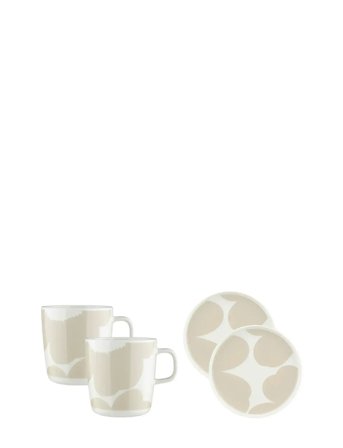 Marimekko Home Iso Unikko Mug 4Dl+Plate 4 Pcs - Beige - ONE SIZE