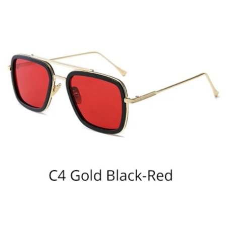 Tony Stark Solglasögon Män Vintage Retro Herrglasögon Iron Man 3 Solglasögon Gul Röd Solglasögon 2019 Shades Män oculos W66218