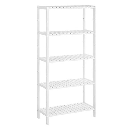 Songmics 5-kerroksinen säilytyshylly kylpyhuoneeseen, keittiöhylly bambua, valkoinen