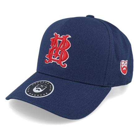 Bearded Man - Bleu adjustable Casquette - Monogram Curved A-Frame Navy Adjustable @ Hatstore