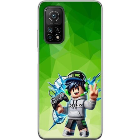Kompatibelt Mobildeksel til Xiaomi Mi 10T Pro 5G Roblox-inspirert gamerfigur med headset, håndkontroll og energiske effekter mot grønn bakgrunn