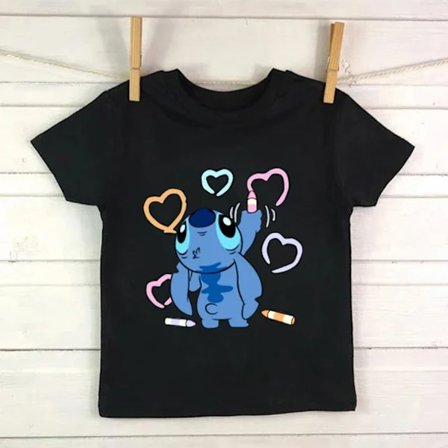 Barn T-shirt i bomull Barn Disney Lilo Stitch Tecknad T-shirt Stitch Söt Manga T-shirt Y2k Grafisk T-shirt Tjej Pojke Topp T-shirts
