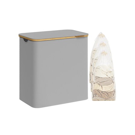 Rootz Dove Grey sammenklappelig vasketøjskurv - Tøjkurv - Sammenklappelig opbevaringsspand - 600D Oxford-klud - Bambus - Glasfiberstænger - Letvægts -