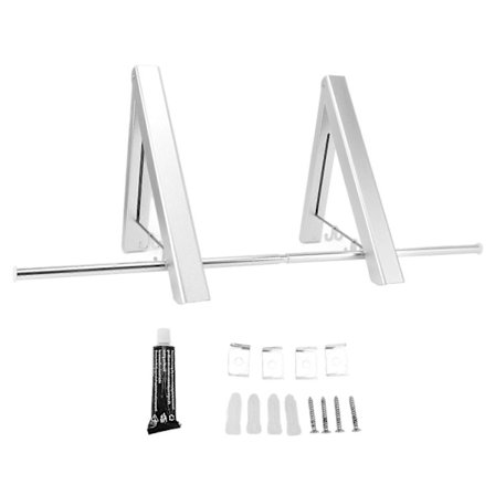 Seinään asennettava sisäänvedettävä pyykinkuivausteline, alumiiniseos, näkymätön kuivaustanko parvekkeelle, hopea