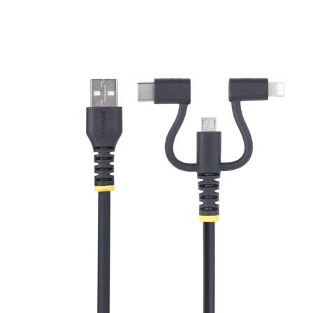 StarTech RUGGED USB MULTI CHARGING CABLE USB TO LIGHTNING/MICRO-USB/TYPE- CABL