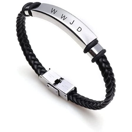 Wwjd Hwlf Armbånd til Elskende, Håndlavet Læderarmbånd Hvad Ville Jesus Gøre Han Ville Elske Først Rustfrit Stål Armbånd Inspirerende Religiøs Remi