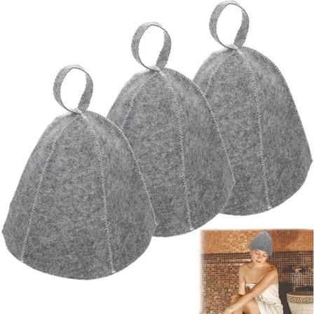 3 stk Saunahue - Grå Filt Saunahue for Kvinner og Menn Filt Saunahue Saunahuer Saunalue Lue Egnet for Sauna, Spa og Bad