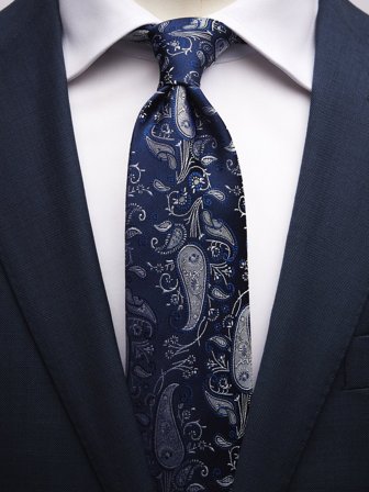 John Henric Men's Blaue Paisley Krawatte Size 7,5