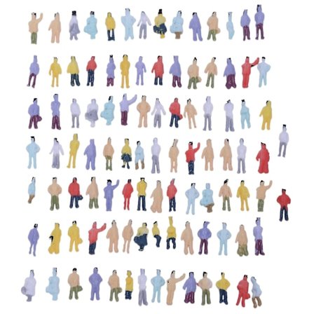 Nye 100 stk. malede modelmenneskefigurer skala N (1 til 150) (FMY)