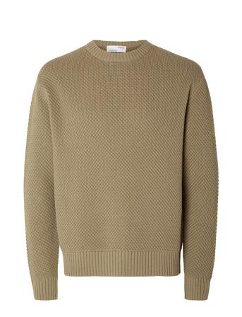 Selected Homme Slhbert Relaxed Ls Knit Stu Crew Neck W Beige