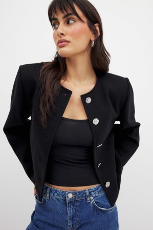 NA-KD Veste boutonnée - Manteaux légers - Noir - EU 32