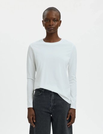 Selected Slfessential Ls O-Neck Tee Noos - White - S