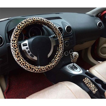 3 i 1 blødt leopard ratbetræk håndbremsegreb