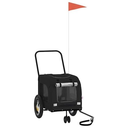 Cykelångvagn för djur - vidaXL - Svart - Oxfordtyg och järn - 125x53x54 cm - Maxvikt 30 kg - Hållbar