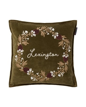 Lexington Wreath Kissenbezug aus Bio-Baumwolle-Samt