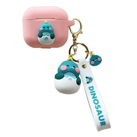 AirPods 3 beskyttelsesetui med sød dinosaurfigur - Lyserød