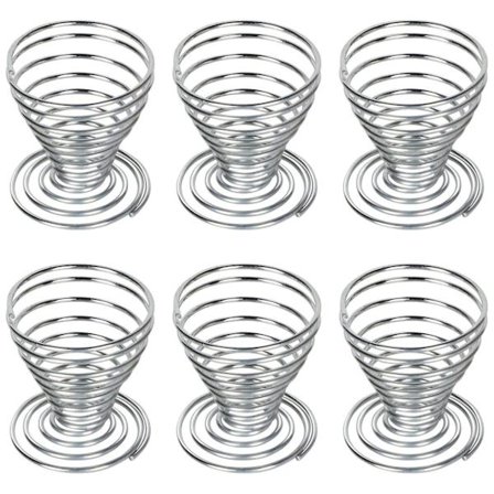 6 Eggkopper Rustfritt Stål Tråd Spiral Fjær Egg Holder Sminke Svamp Henger Egg Tart