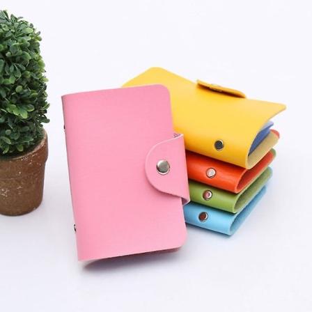 Pu-läderspänne Business ID-kort & kreditkortshållare Pink