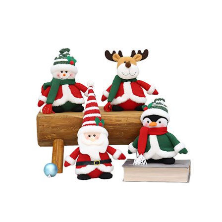 Joulupehmolelut Koristeet, 4 kpl Joulupukki Lumiukko Pingviini Hirvi Pehmolelu Nukkasarja Lapsille Pojat Tytöt Joulu Koti ToimistoA