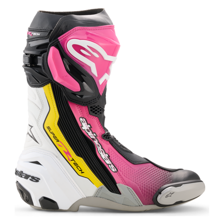 Botas de moto Alpinestars Supertech R Negro Magenta/Blanco/Amarillo 45