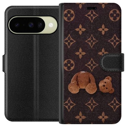 Kompatibel Tegnebogsetui til Google Google Pixel 10 Grafisk monogrammønster med en stiliseret teddybjørn i en kunstnerisk stil
