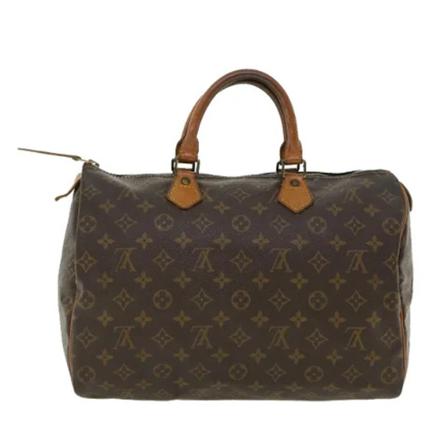 Louis Vuitton Vintage, Pre-owned Speedy 35 Monogram Handbag Bruin, Dames, Maat:ONE Size,leather