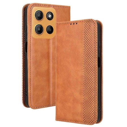 Kompatibel med Motorola Moto G15 4G/ G15 Power 4G Lærveske Lommebok Stativ Retro Tekstur Telefondeksel - Perfekt