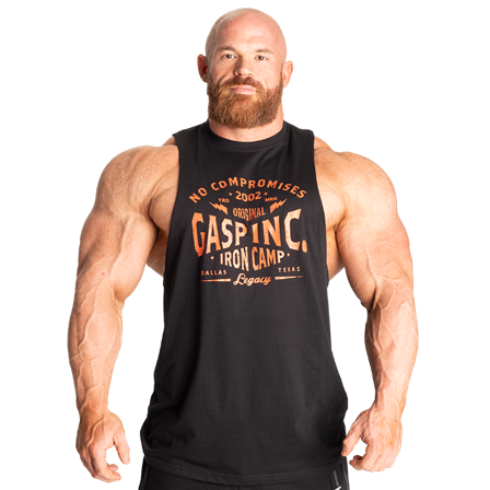 Træningstoppe GASP Original Cut Out Top Sort/Orange - Bodyman.dk