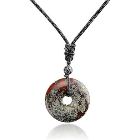 Dragon Blood Sten Krystal Donut Halskæde Naturlig Rund Edelsten Kvarts Healing Gave
