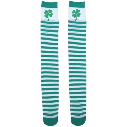 Strømper for kvinner, strikkede lange kne-sokker, vinterkjoletilbehør, Patricks Day kne-strømper, festfotorekvisitter