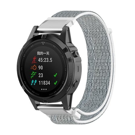 Garmin Fenix 5/5 Plus/6/6 Pro -harmaa nailonranneke