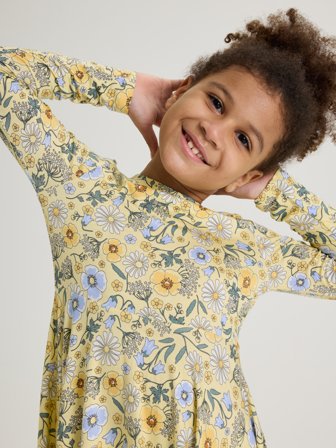 Polarn O. Pyret - Twirl dress with floral print - 110 - Childrenswear - yellow