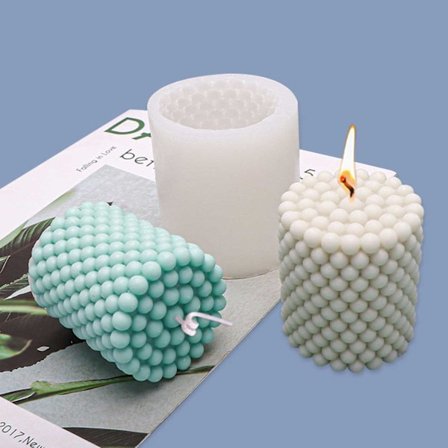 Ljusform DIY Stearinljus Cylinder med Kulor 7cm vit