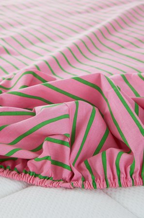 Jotex - Mini Stretchlaken Krybbe Økologisk Rosa/grønn - SIMA - Kjøp Laken hos Jotex