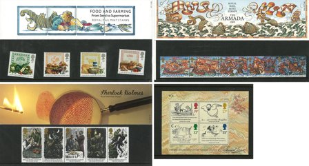 Storbritannien - Frimærkepakke med 3 souvenirmapper og 1 miniark - Postfrisk