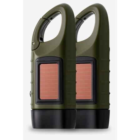 Solcelledrevet lommelykt, 2 stk. sveivlykter, håndsveiv lommelykt oppladbar utendørsaktivitet nødlampe, LED-lommelykt, grønn, 124*45*32mm