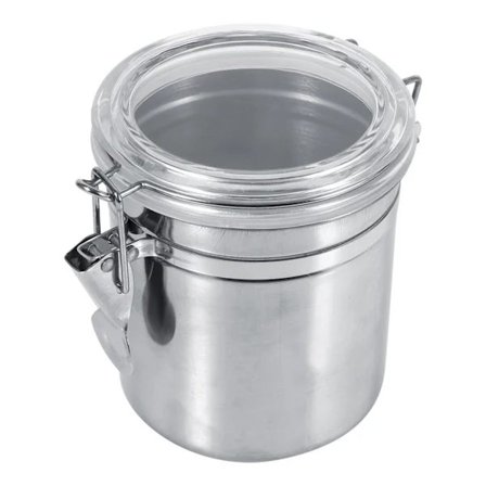 Ruostumattomasta teräksestä valmistettu keittiön säilytyspurkki sokerille, teelle ja kahvipavuille (keskikokoinen) M[pl]