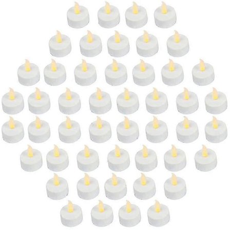 (48 kpl) Realistiset paristoilla toimivat ledi-teetukupit, lepattava liekki, paristot mukana - Keltainen