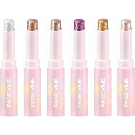 6 stk. Krystall Jelly Glasur Stick Krystall Jelly Highlighter Øyenskygge Stick Skinnende Flerfarget Perlemors Shimmer Lip Balm Glitrende Glans Alt i 