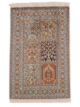 Tapis D'orient Cachemire Pure Soie 65X95 Marron/Noir (Soie, Inde)