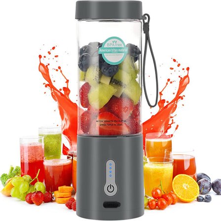 Portabel mixer för smoothies och milkshakes, 530ml mini mixer, med uppladdningsbar C-typ och 6 blad, 4000mAh fruktmixer, personlig