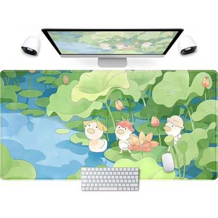 Sødt grønt anime skrivebordsunderlag, nuttet tegneserie and gaming musemåtte, anime pige gaming musemåtte.