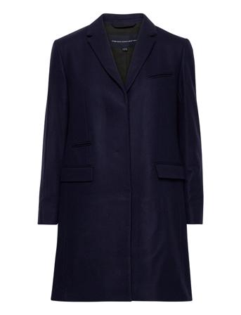 Ft Platform Felt Smart Coat Navy French Connection
