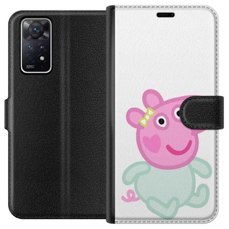Kompatibel Tegnebogsetui til Xiaomi Redmi Note 11 Pro 5G Peppa Pig babyfigur i pastelfarver, sød tegnet børneillustration med blød minimalistisk st