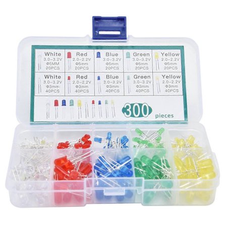 300 stk. LED-lysdioder 5 farver Belysningslamper Elektronikkomponenter Dele