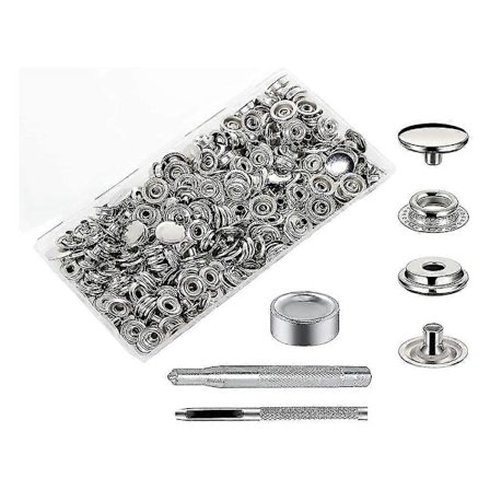 240 st Fästsats, Knapptryck med 3 Inställningsverktyg Förvaringslåda För Marin Canvas Läder S