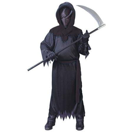 Musta kummitusviitta hupulla Naamiaisasu lapsille Halloween Black 116