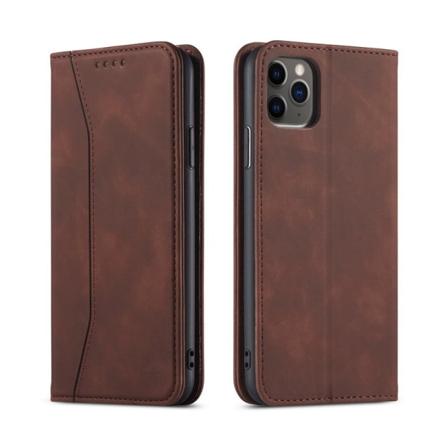 (Brun) Magnetisk skinnetui for iPhone 14 PRO MAX (6,7), støtsikker TPU-etui, PU-skinnlommebok, kortspor, magnetisk lukking