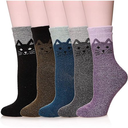 Kvinners ullsokker - Myke, varme, koselige, tykke, uformelle sokker - 5 par