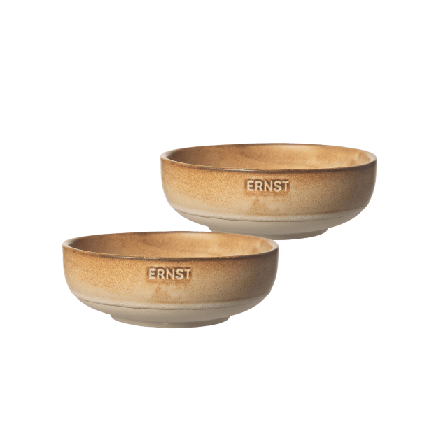 ERNST Skål stengods 2-pack Serveringstillbehör Brun d14 h4,5